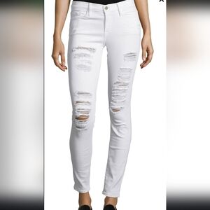 American Eagle Stretch Distressed Jeans in Winter White
